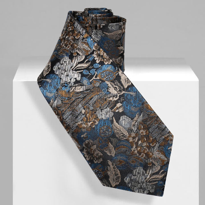 Men's Blue & Yellow Floral Garden In The Air Necktie - image 2