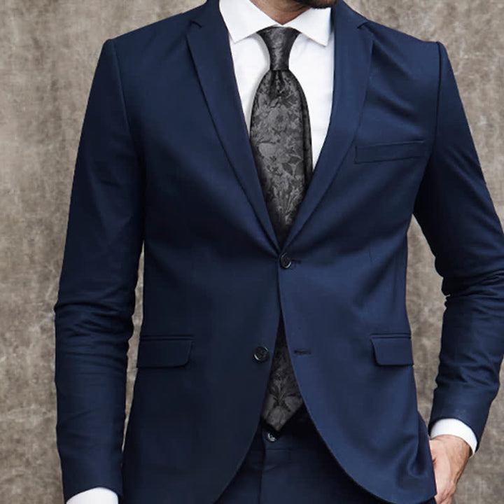 Men's Dark Gray & Black Floral Pure Silk Necktie - image 4