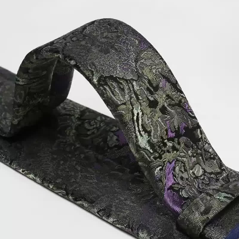 Men's Purple & Gray Delicate Abstract Pattern Pure Silk Necktie - image 6