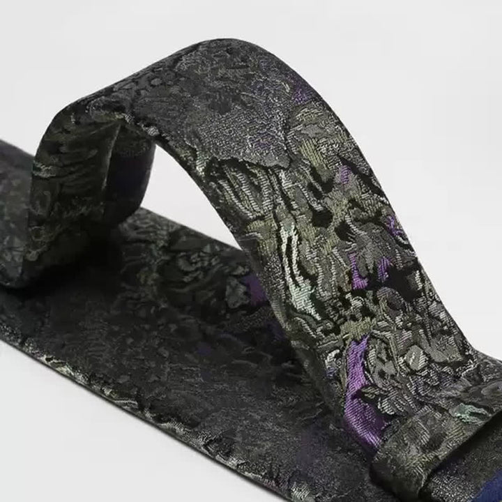 Men's Purple & Gray Delicate Abstract Pattern Pure Silk Necktie - image 6