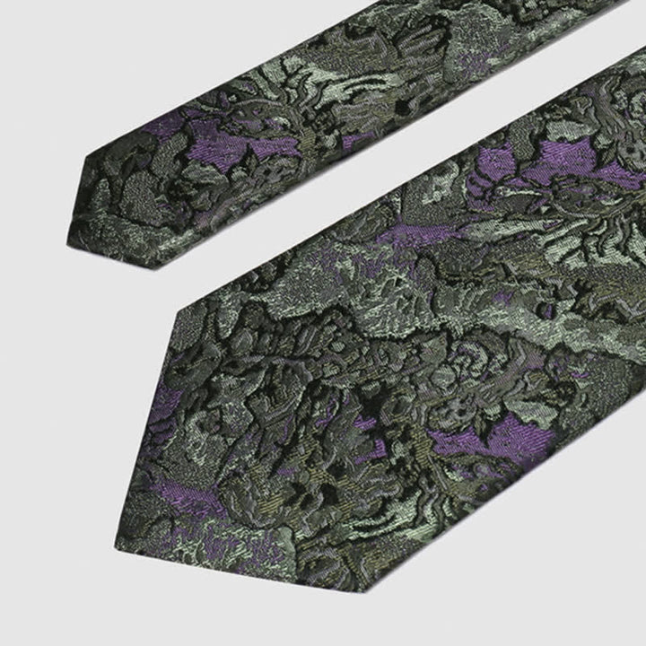 Men's Purple & Gray Delicate Abstract Pattern Pure Silk Necktie - image 5