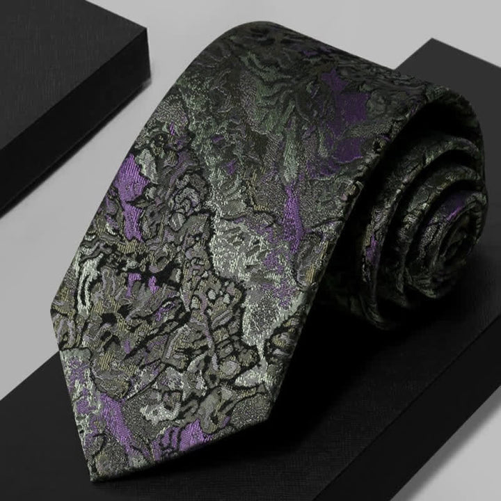 Men's Purple & Gray Delicate Abstract Pattern Pure Silk Necktie - Purple & Gray - image 0