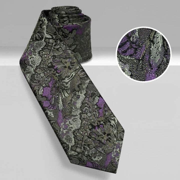 Men's Purple & Gray Delicate Abstract Pattern Pure Silk Necktie - image 1