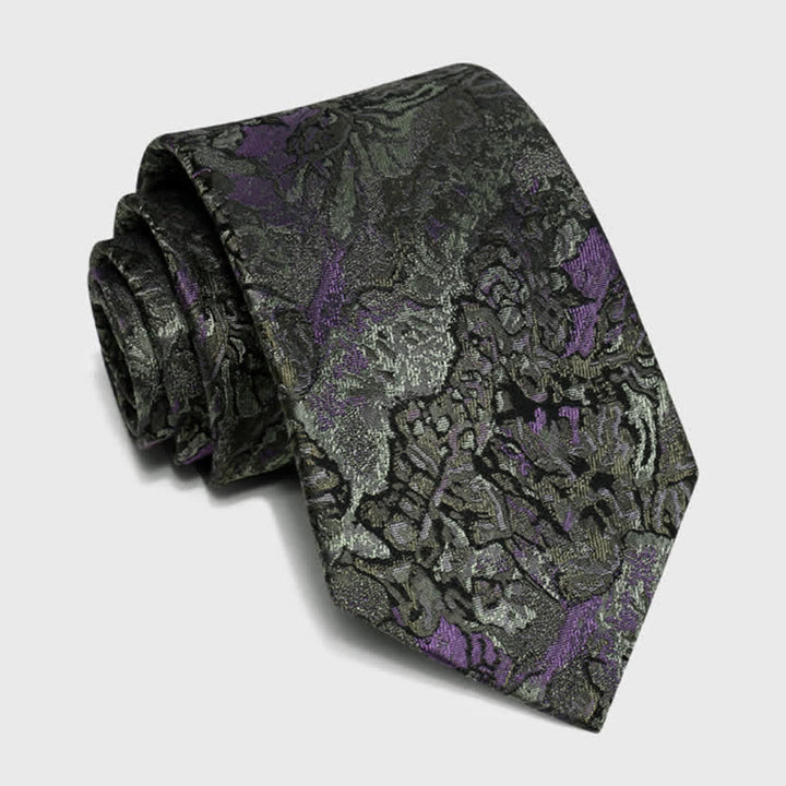 Men's Purple & Gray Delicate Abstract Pattern Pure Silk Necktie - image 4