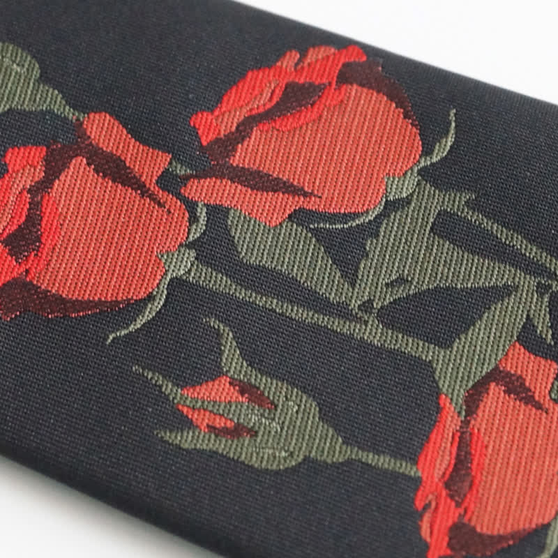 Men's Romantic Black A Bunch Of Red Roses Pattern Necktie - image 4
