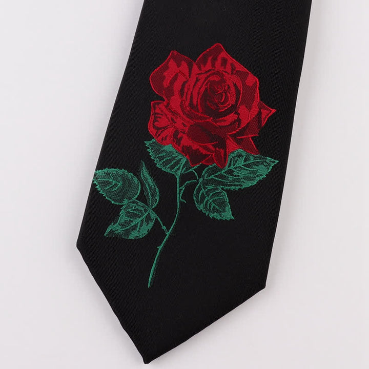 Men's Black Embroidered Rose Blue Enchantress Necktie - image 4