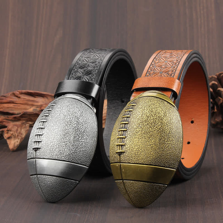 Novelty American Football Buckle Leather Belt - image 0