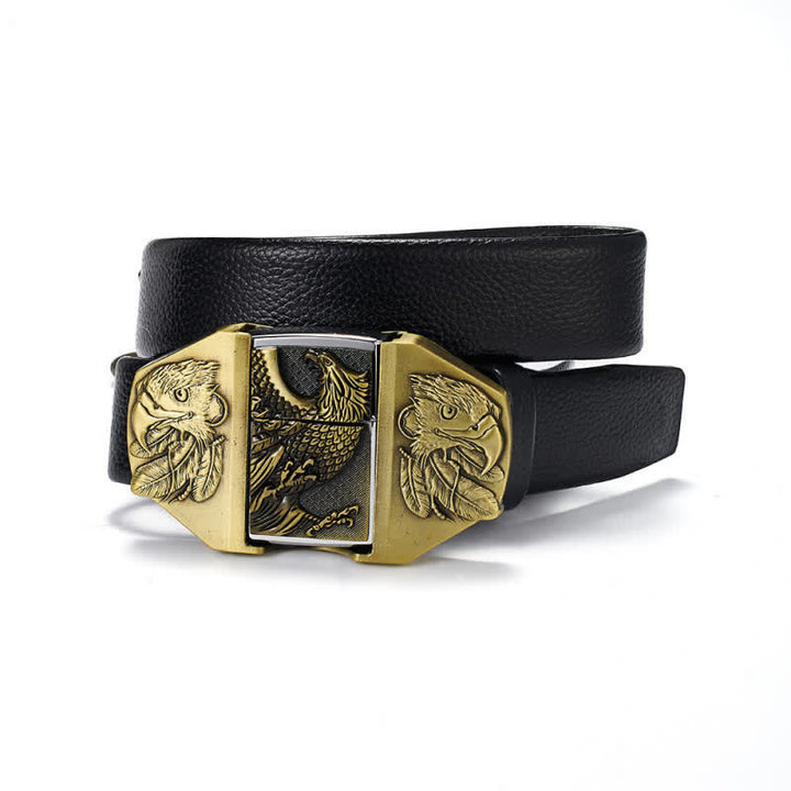 Men's Golden Eagle Leather Belt With Hidden Kerosene Lighter - Gold - 46 - image 0