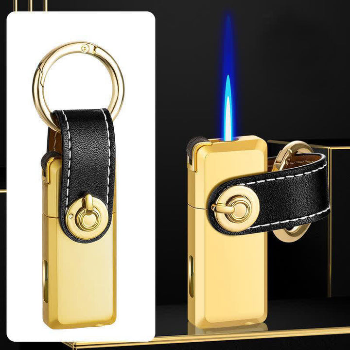 Mini Pendant Keychain Classic Refillable Butane Lighter - Gold - image 3