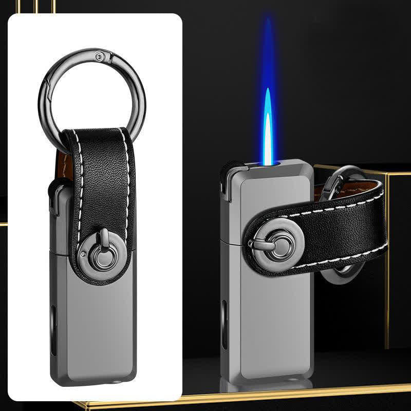 Mini Pendant Keychain Classic Refillable Butane Lighter - Silver - image 8