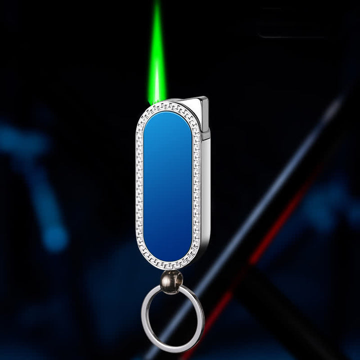 Creative Keychain Colorful MIrror Refillable Butane Lighter - Blue - image 2