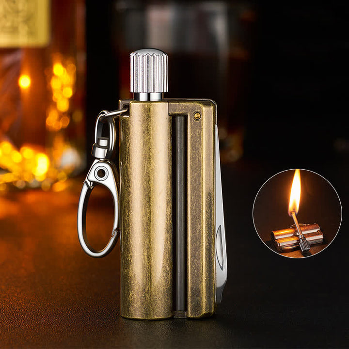 Retro Multi-purpose EDC Tool Matchstick Oil Lighter - Bronze - image 6