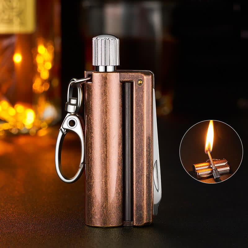 Retro Multi-purpose EDC Tool Matchstick Oil Lighter - Red Bronze - image 2
