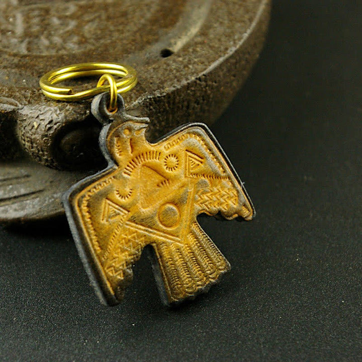 Indian Thunderbird Patron Saint Copper Leather keychain - Yellow - image 4