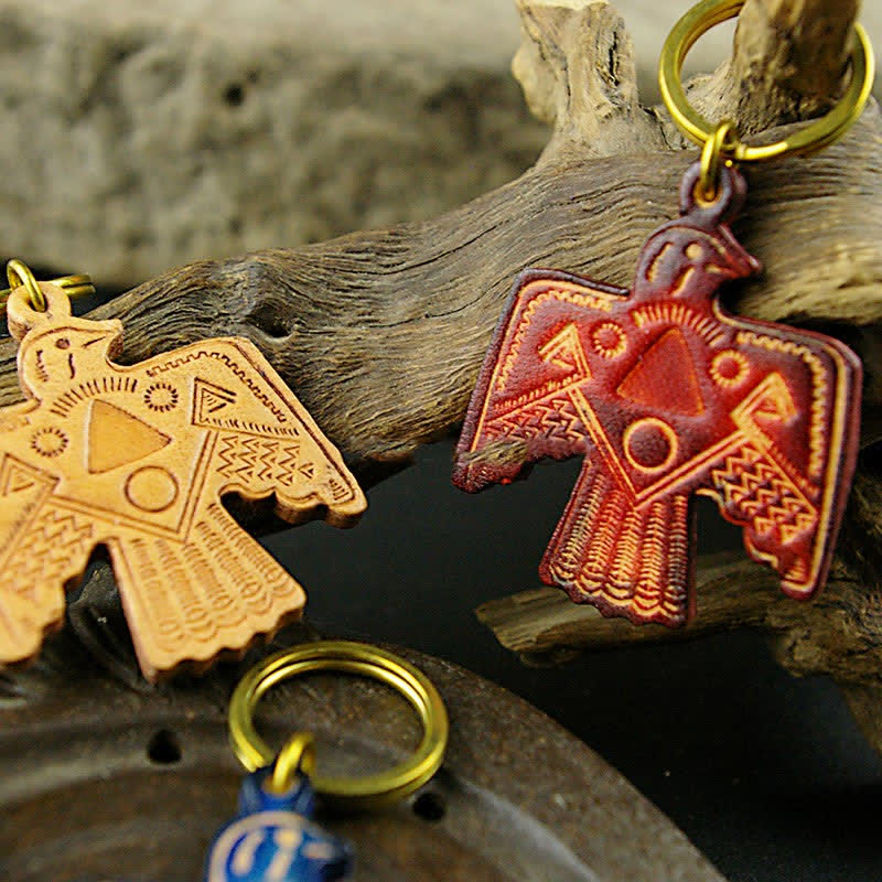 Indian Thunderbird Patron Saint Copper Leather keychain - image 1