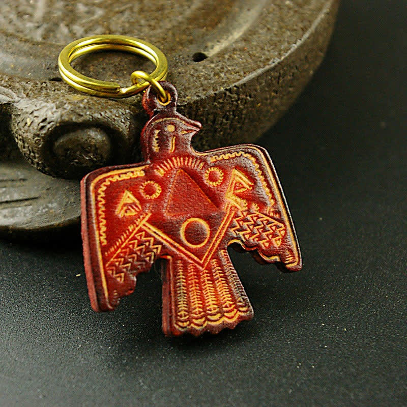 Indian Thunderbird Patron Saint Copper Leather keychain - Red - image 3