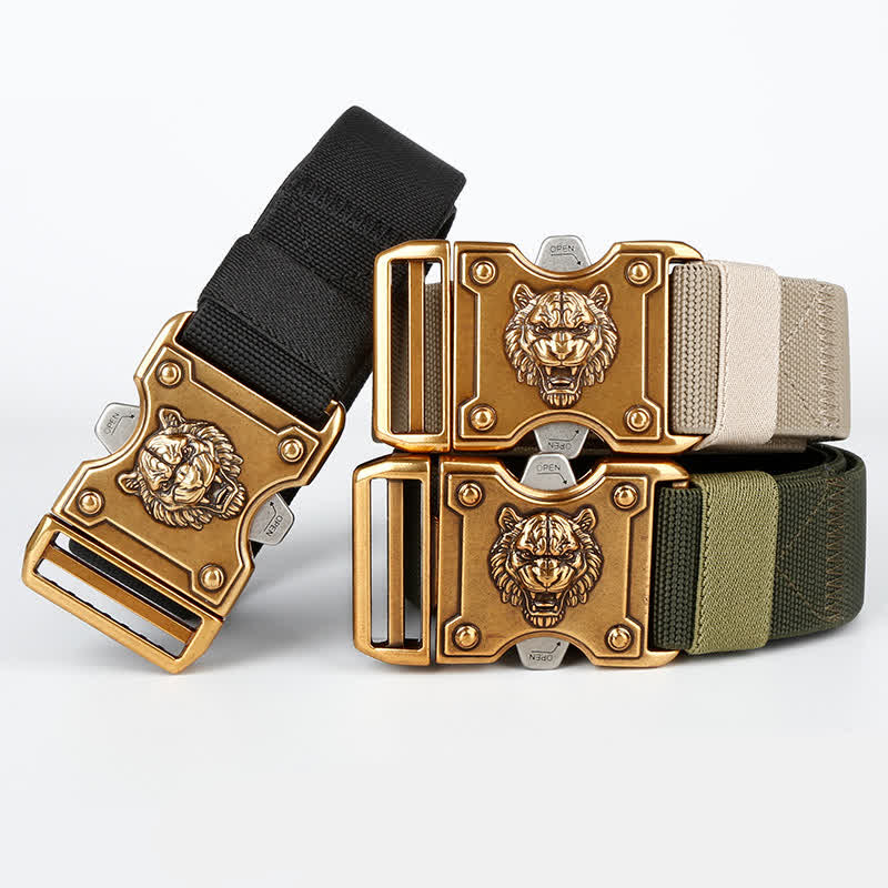 Men's Gold Tiger Double Slot Quick Release Buckle Nylon Belt - image 2