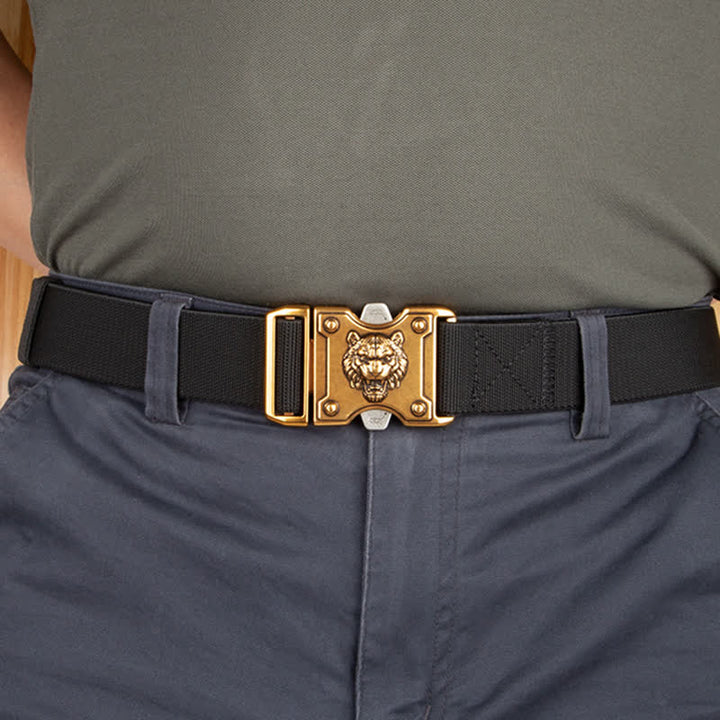 Men's Gold Tiger Double Slot Quick Release Buckle Nylon Belt - image 1