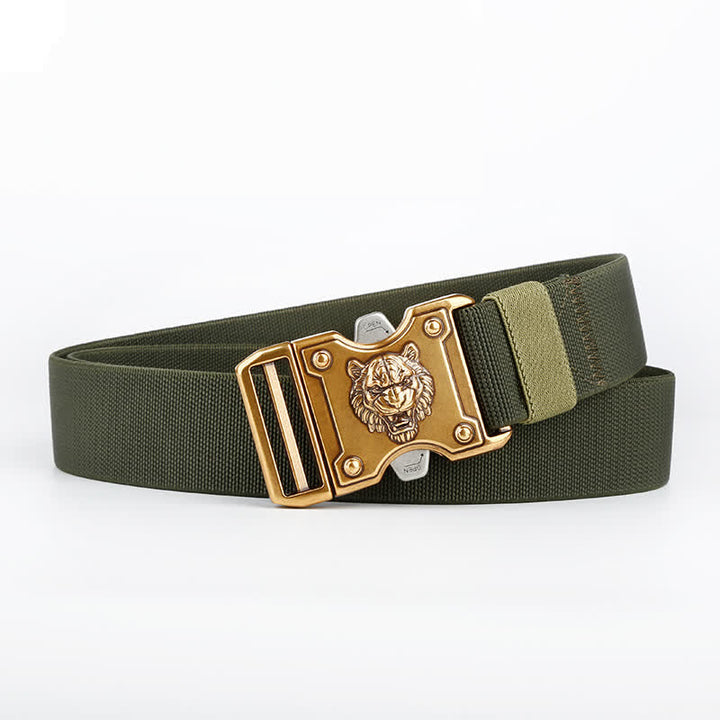 Men's Gold Tiger Double Slot Quick Release Buckle Nylon Belt - Army Green - 48" (Full Leangth) - image 9