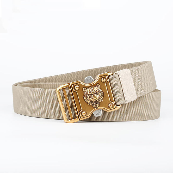 Men's Gold Tiger Double Slot Quick Release Buckle Nylon Belt - Khaki - 48" (Full Leangth) - image 8