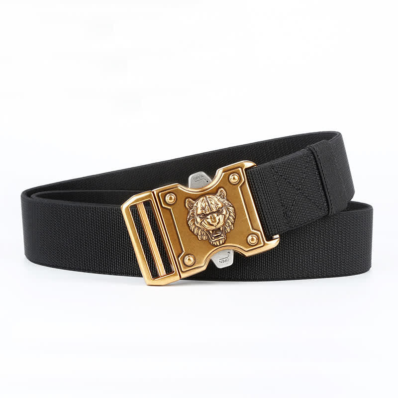 Men's Gold Tiger Double Slot Quick Release Buckle Nylon Belt - Black - 48" (Full Leangth) - image 0