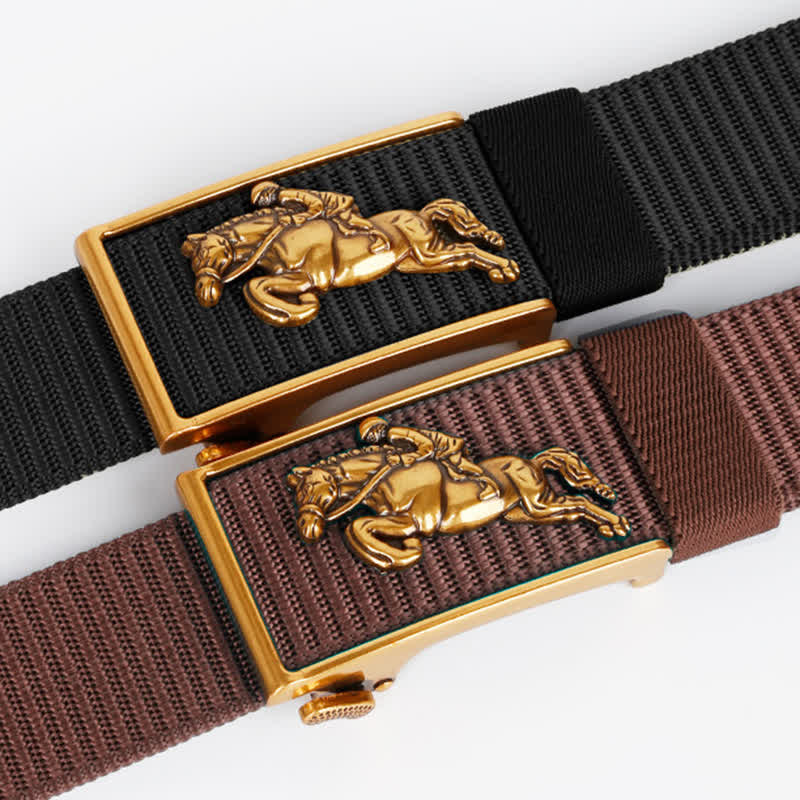 Men's Casual Horse Riding Automatic Buckle Nylon Belt - image 1