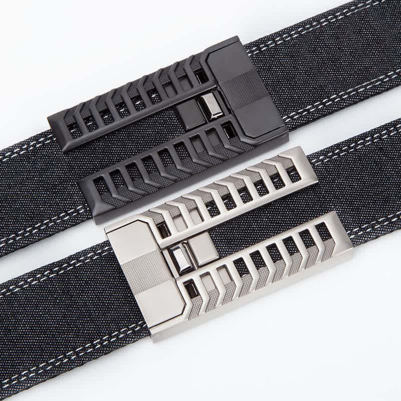 Men's Adjustable Automatic Buckle Denim Fabric Belt - image 1