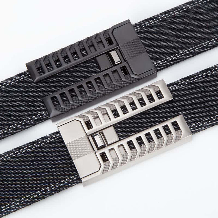 Men's Adjustable Automatic Buckle Denim Fabric Belt - image 1
