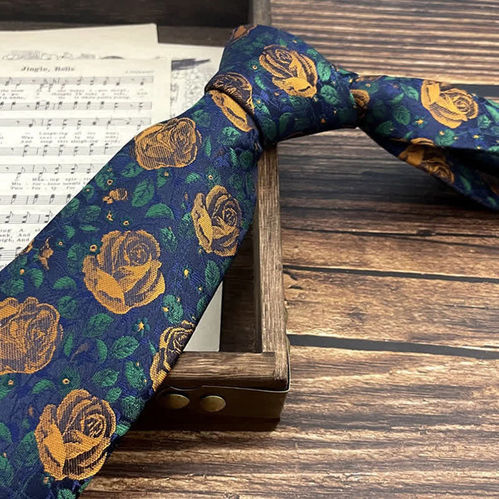 Men's Navy & Orange Rose Floral Printed Bow Tie Necktie - image 2