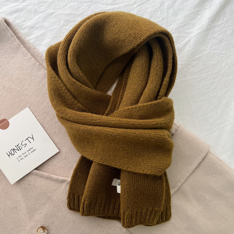 Unisex Classic Solid Color Knit Wool Scarf - image 10