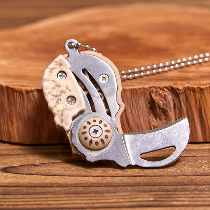 Gold Skull DIY Hidden Knife Belt Buckle Bull Pendant Skull Head Necklace Bundle Set - image 6