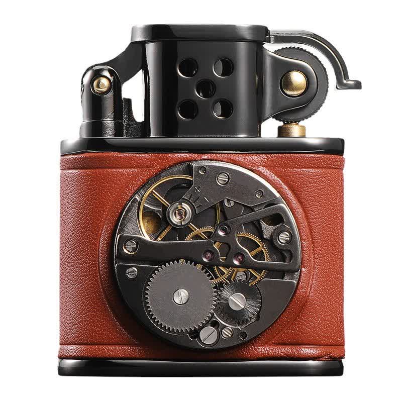 Steampunk Mechanical Antique Leather Flip Kerosene Lighter - image 6