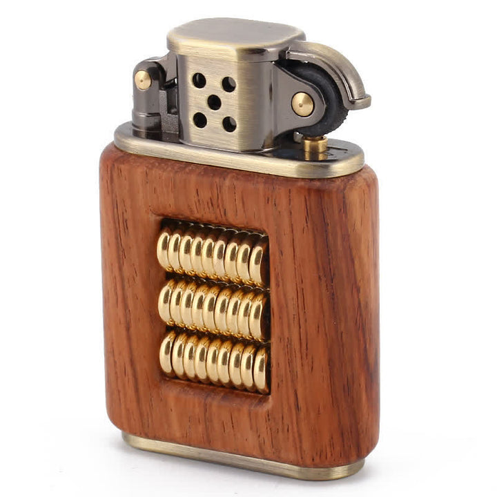 Wooden Body Decorative Metal Ring Kerosene Lighter - Orange - image 10