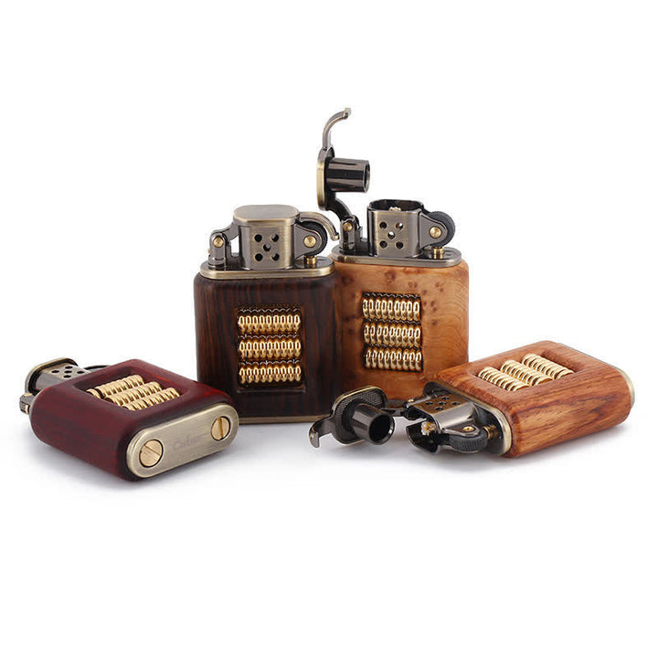 Wooden Body Decorative Metal Ring Kerosene Lighter - image 7