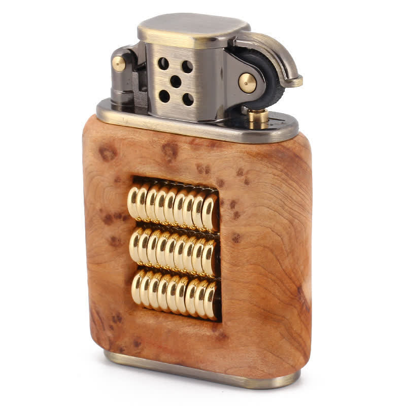 Wooden Body Decorative Metal Ring Kerosene Lighter - Khaki - image 11