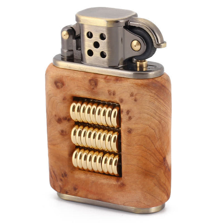 Wooden Body Decorative Metal Ring Kerosene Lighter - Khaki - image 11
