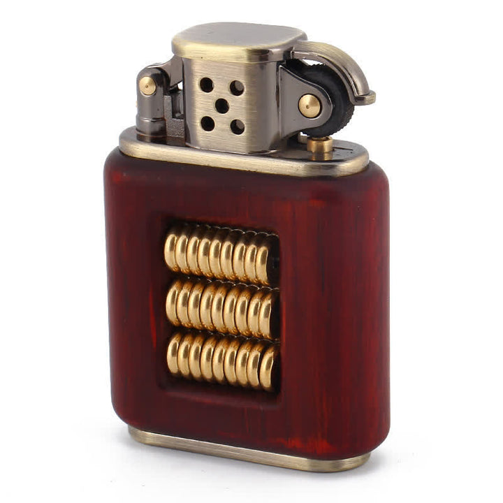 Wooden Body Decorative Metal Ring Kerosene Lighter - Brown - image 9