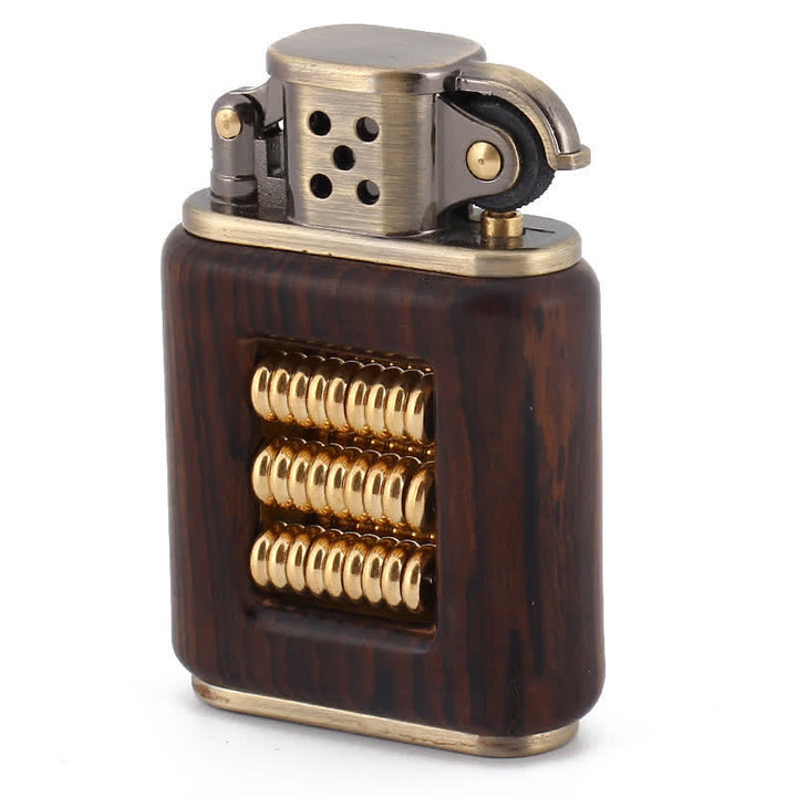 Wooden Body Decorative Metal Ring Kerosene Lighter - Coffee - image 0