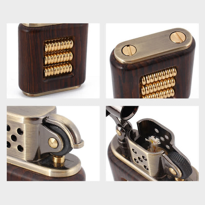 Wooden Body Decorative Metal Ring Kerosene Lighter - image 4
