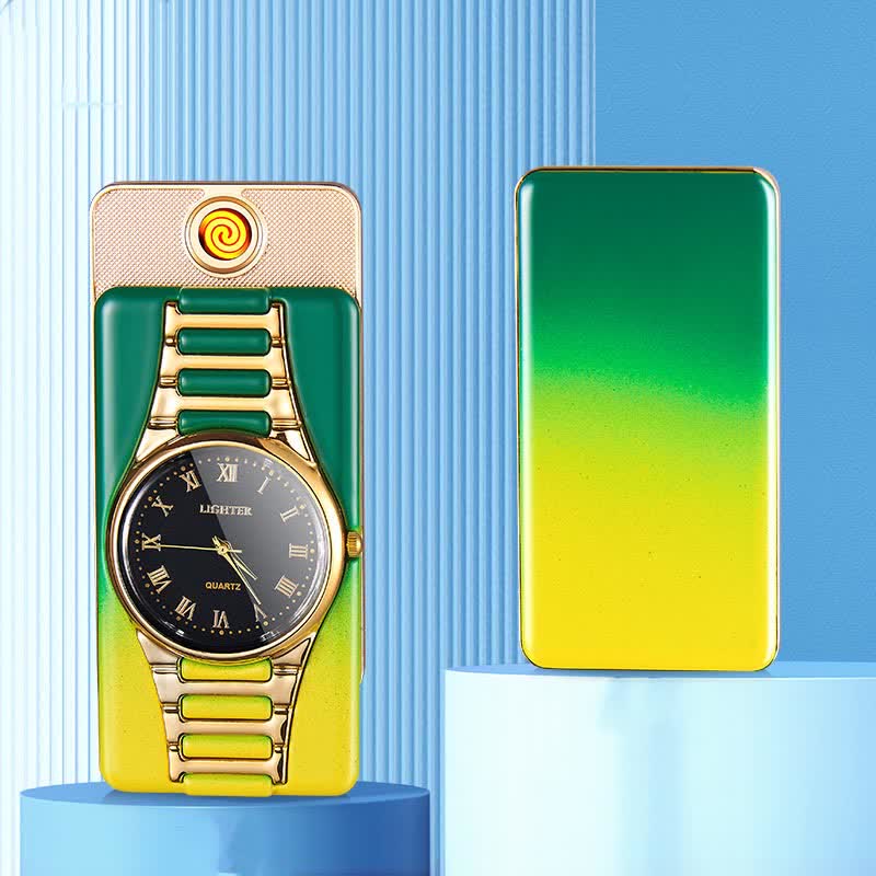 Creative Clock Rechargeable Electric Lighter with USB Cable - Green & Yellow - image 12