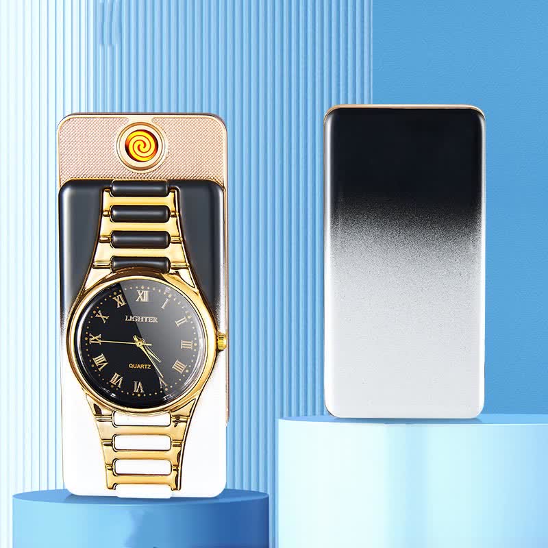 Creative Clock Rechargeable Electric Lighter with USB Cable - Black & White - image 10