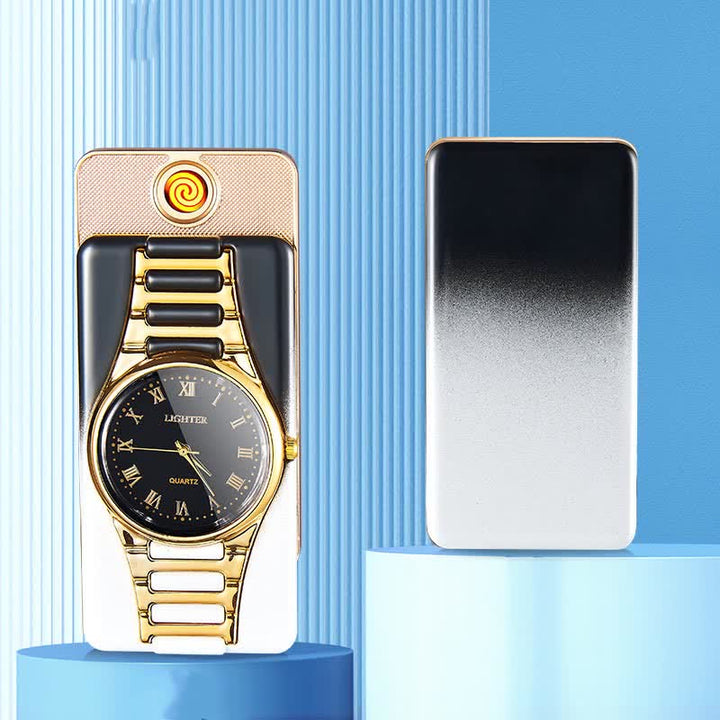 Creative Clock Rechargeable Electric Lighter with USB Cable - Black & White - image 10