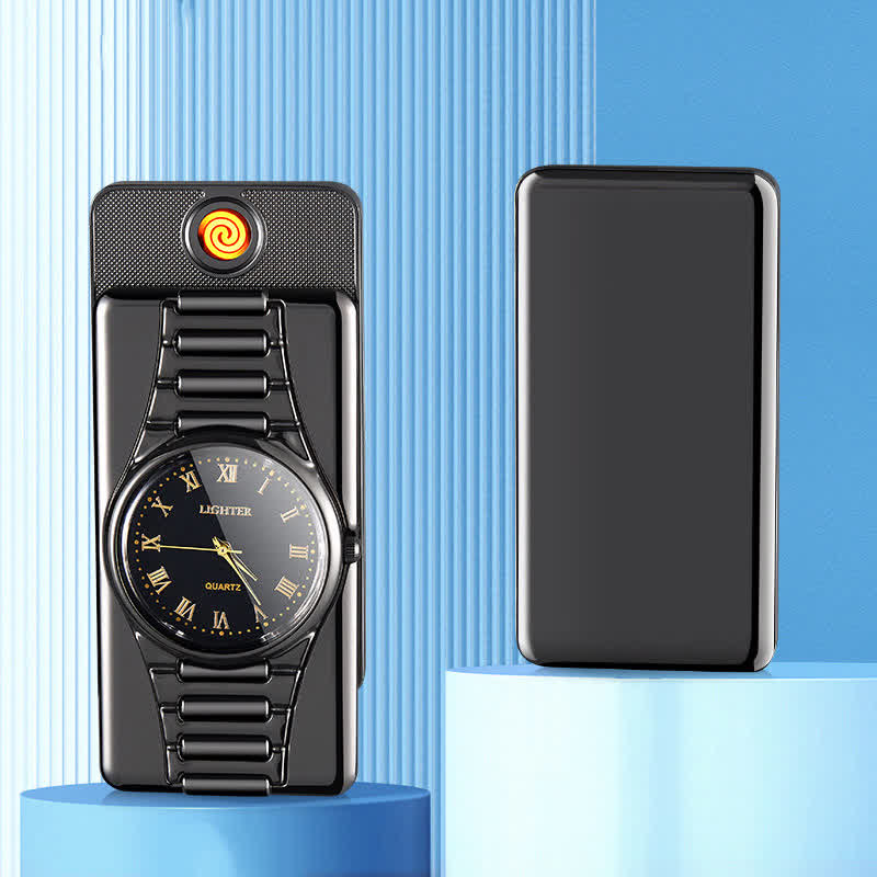 Creative Clock Rechargeable Electric Lighter with USB Cable - Black - image 2