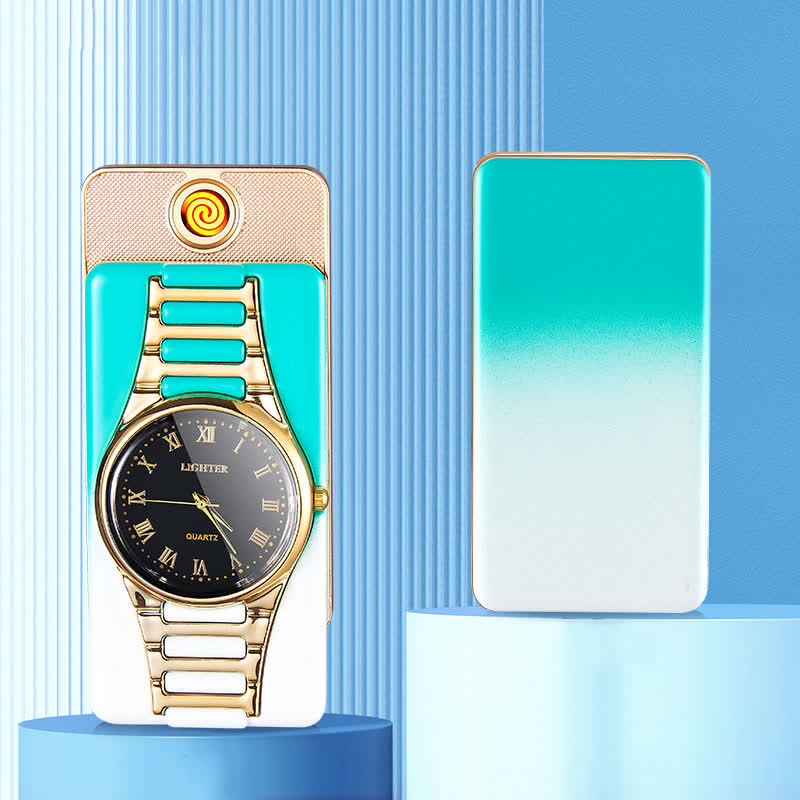 Creative Clock Rechargeable Electric Lighter with USB Cable - Blue & White - image 13
