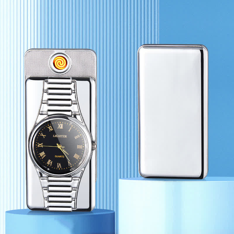 Creative Clock Rechargeable Electric Lighter with USB Cable - Silver - image 8