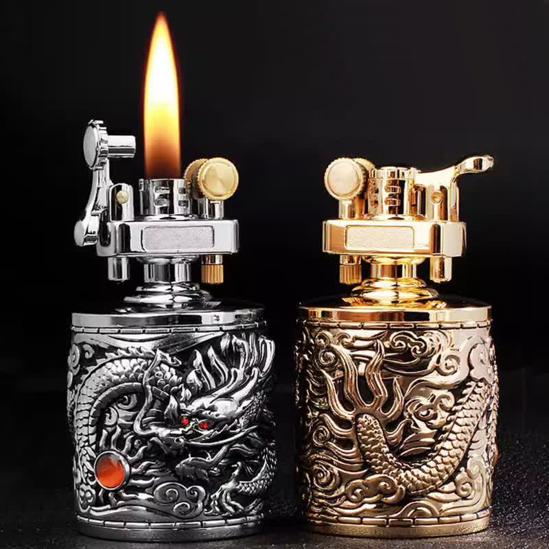 Flying Dragon Retro Cylindrical Refillable Kerosene Lighter - image 1