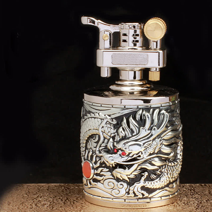 Flying Dragon Retro Cylindrical Refillable Kerosene Lighter - image 4