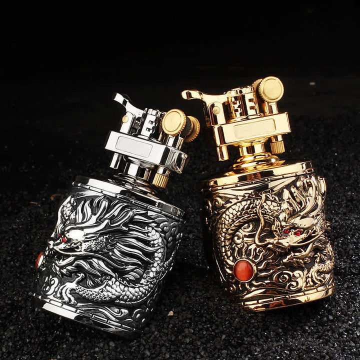 Flying Dragon Retro Cylindrical Refillable Kerosene Lighter - image 2