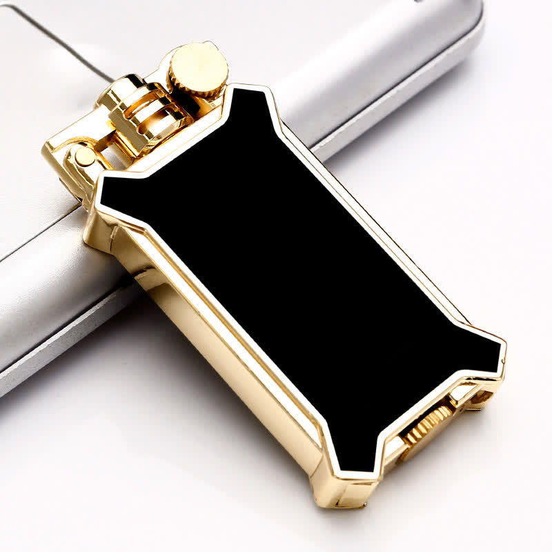 Fashionable Resin Craftsmanship Refillable Kerosene Lighter - Black & Gold - image 1