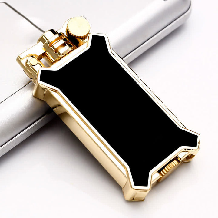 Fashionable Resin Craftsmanship Refillable Kerosene Lighter - Black & Gold - image 1